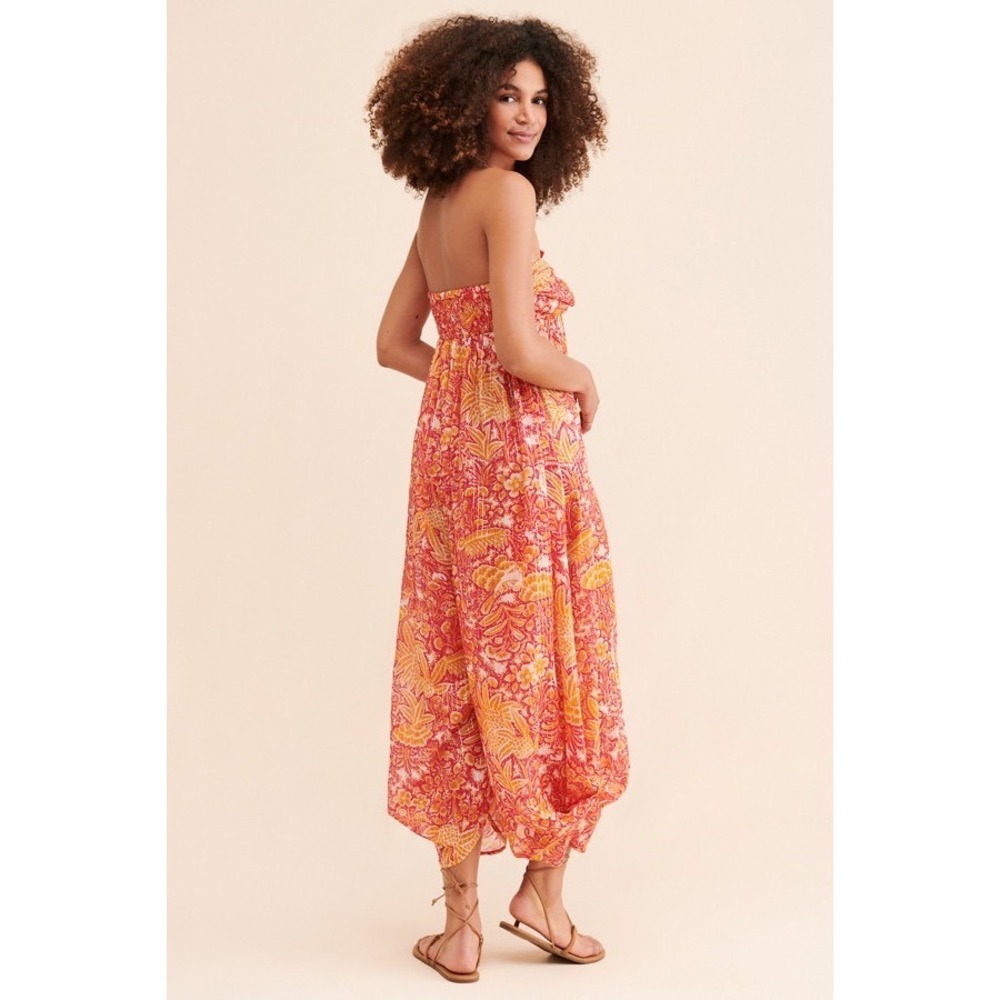 Anthropologie Strapless Floral Lagenlook‎ Harem Jumpsuit Size S Hippie Festival - Picture 4 of 13